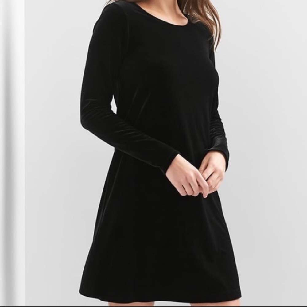Navy Blue Gap Velvet Swing Dress- Medium